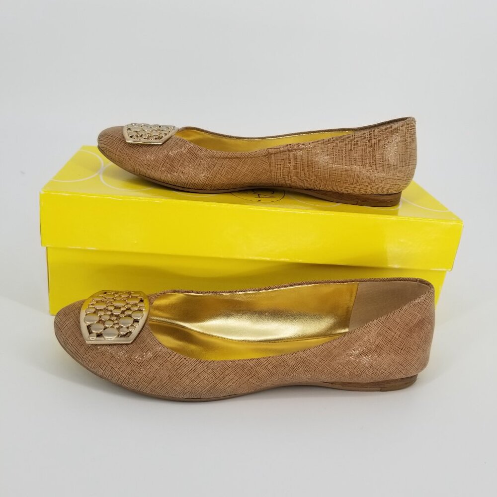 Joan and David Embellished Leather Ballet Flat - 6.5 - Cjanora Bronze & Gold - Picture 6 of 10